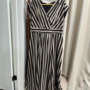 eShakti Black and White Striped Maxi Dress